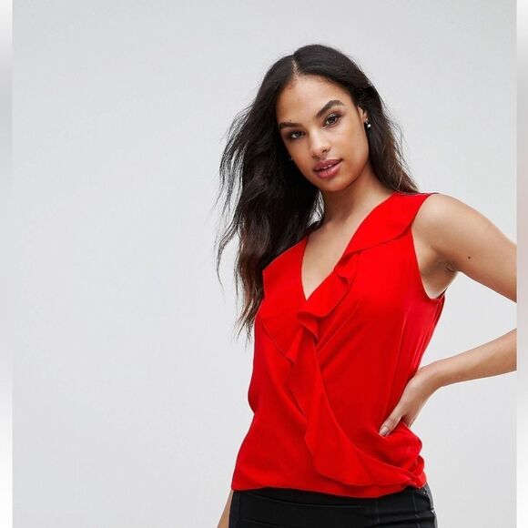 Lipsy London Sleeveless Ruffle Wrap Blouse size 0 - Picture 1 of 10